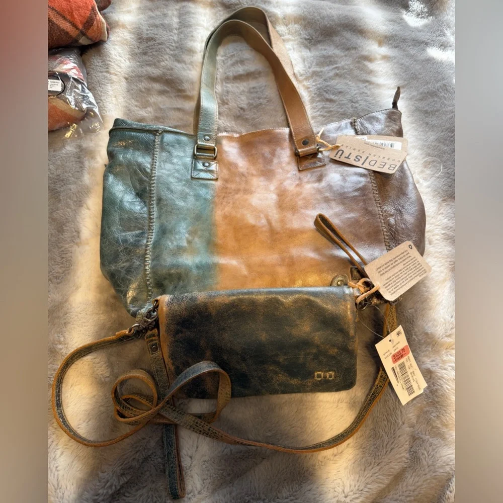 NWT BED|STU Celindra Oceana Leather Tote and Crossbody Wallet Tie Dyed - Picture 2 of 11